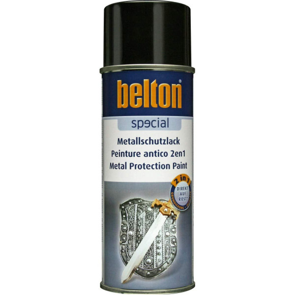 Bombe de peinture Belton anti-corrosion pour métaux 2 en 1 noir brillant 400ml