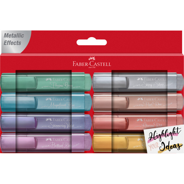 Etui de 8 surligneurs TL 1546 Faber-Castell assortiment métallisé