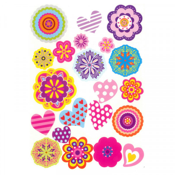 Gommettes illustrées fleurs à motif 2 planches 42 pièces