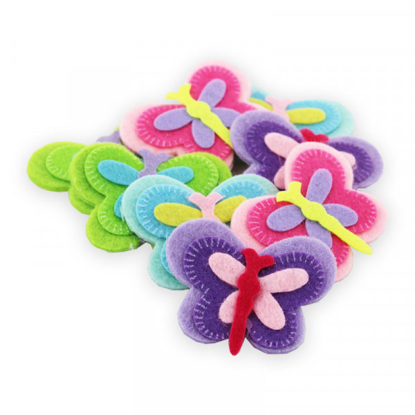 Papillons adhésifs en feutrine couleurs pastel