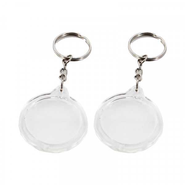 photo-Porte-clés - Rond - Plastique transparent - A personnaliser - 2 pièces