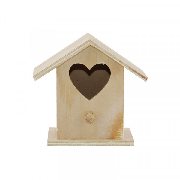 photo-Petit nichoir - Décoration de table - Bois - A décorer - 8 x 8 x 5,5 cm