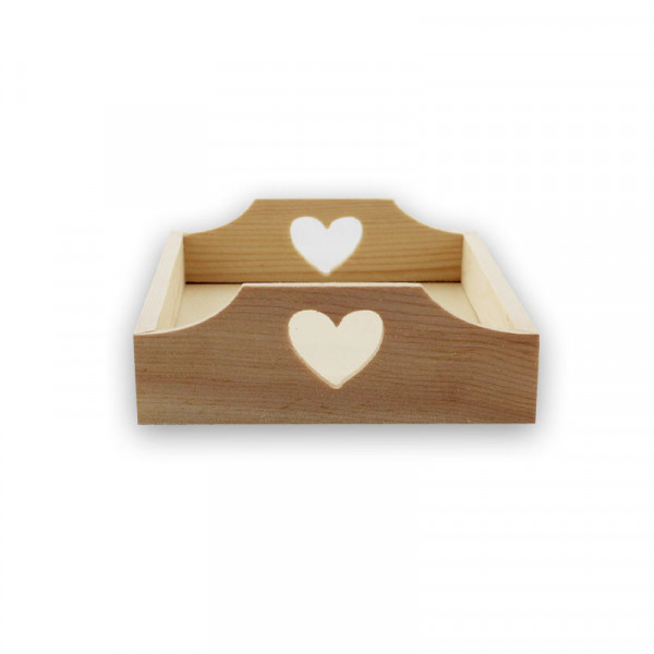 Plateau - Rectangulaire - Bois - 2 anses avec décor cœur - 22 x 13 x 3 cm