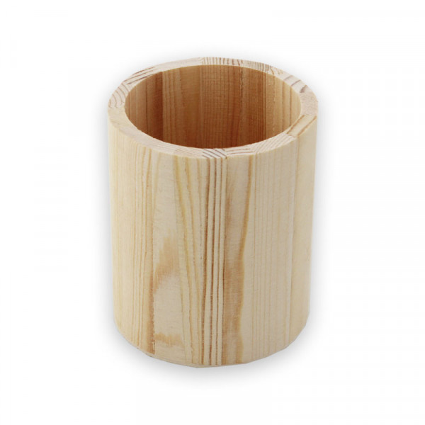 photo-Pot à crayons - Rond - Bois - A décorer - 8,5 cm x 10 cm
