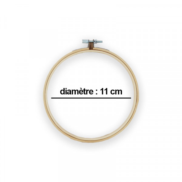 Tambour à broder en bois 11 cm diamètre avec vis de réglage