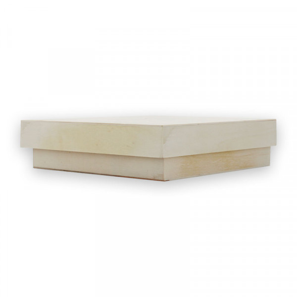 photo-Petite boite - Avec couvercle - Carré - Bois - A décorer - 20 x 20 x 5 cm