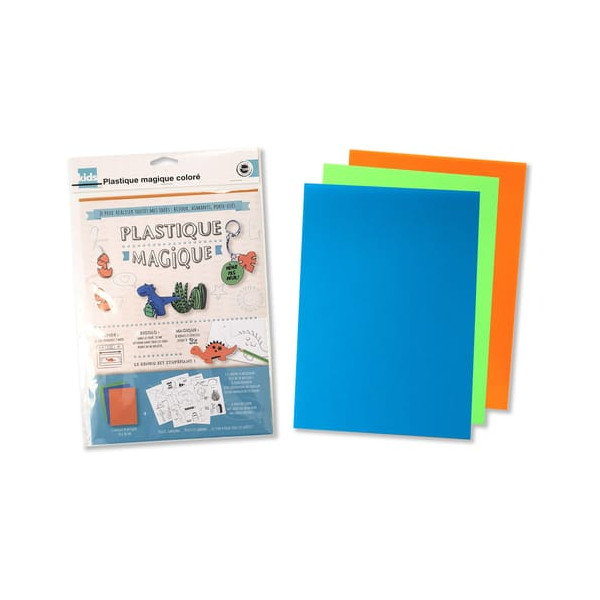 Feuilles de plastique magique couleurs vives 20 x 28 cm 3 planches