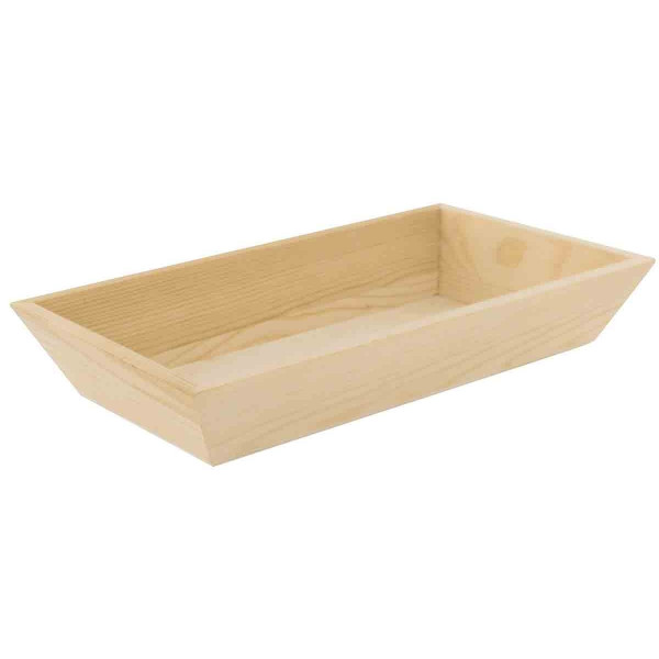 photo-Petit plateau - Rectangulaire - Bords inclinés - Bois - A décorer