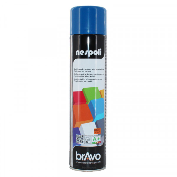 Bombe de peinture professionnelle Nespoli Bravo bleu saphir RAL5019 600ml