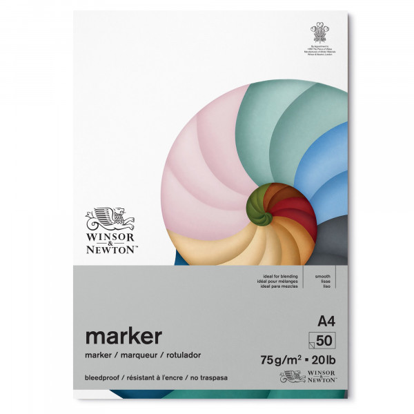 Bloc papier bleedproof pour marqueur Winsor et Newton A4 75g 50 feuilles