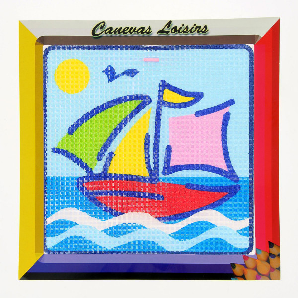 Kit canevas Bateau voilier 15 x 15 cm gros trous