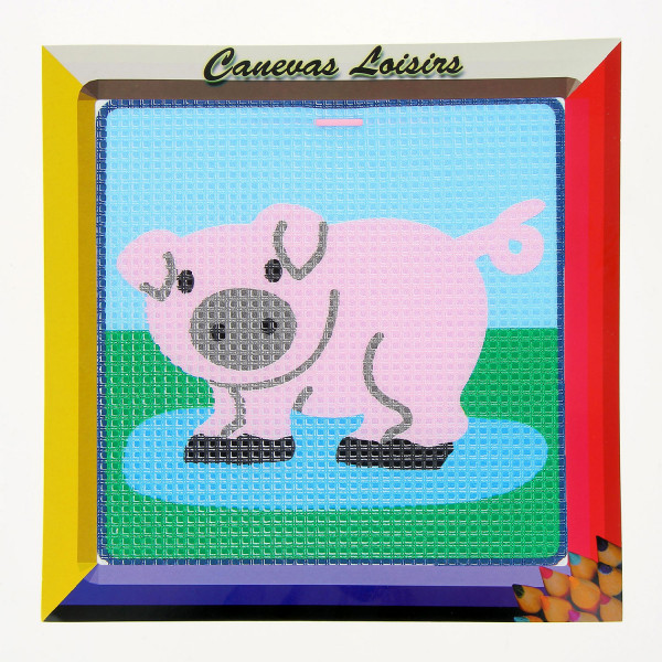 Kit canevas Petit cochon 15 x 15 cm gros trous