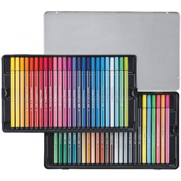 Boîte métal 50 feutres STABILO Pen 68 | Surdiscount