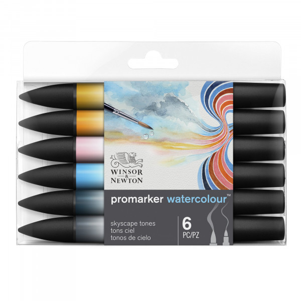 photo-Feutres - Promarker Watercolour - 6 couleurs - Tons ciel - Winsor et Newton - Dessin - Illustration