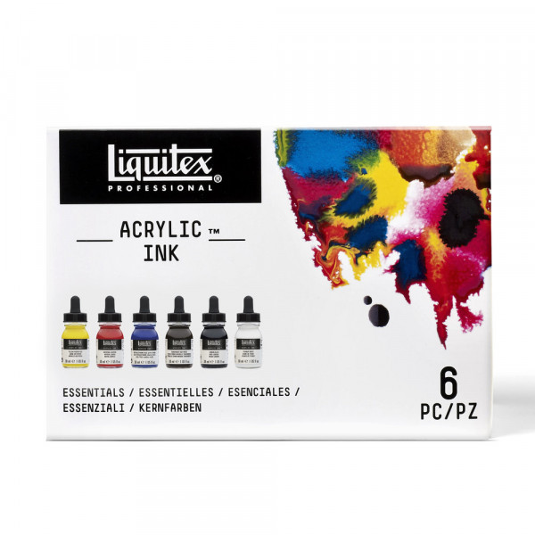 Lot de 6 encres acryliques Liquitex Acrylic Ink 30ml couleurs essentielles