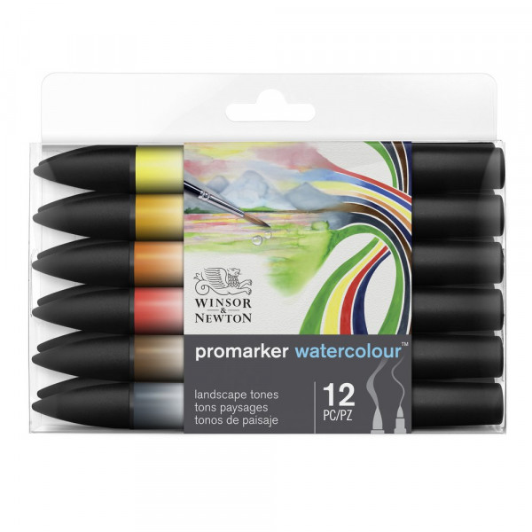 photo-Feutres  - Promarker Watercolour - 12 couleurs - Tons floraux - Winsor et Newton