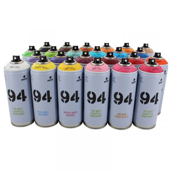 Lot de 24 bombes de peinture MTN 94 - couleurs assorties finition mate - 400 ml | Surdiscount