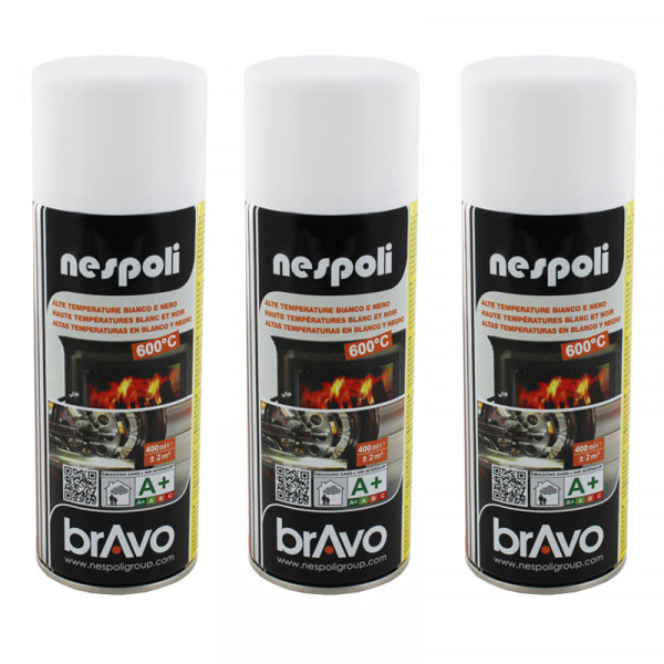 Lot de 3 bombes de peinture professionnel Nespoli - haute température blanc - 400ml | Surdiscount