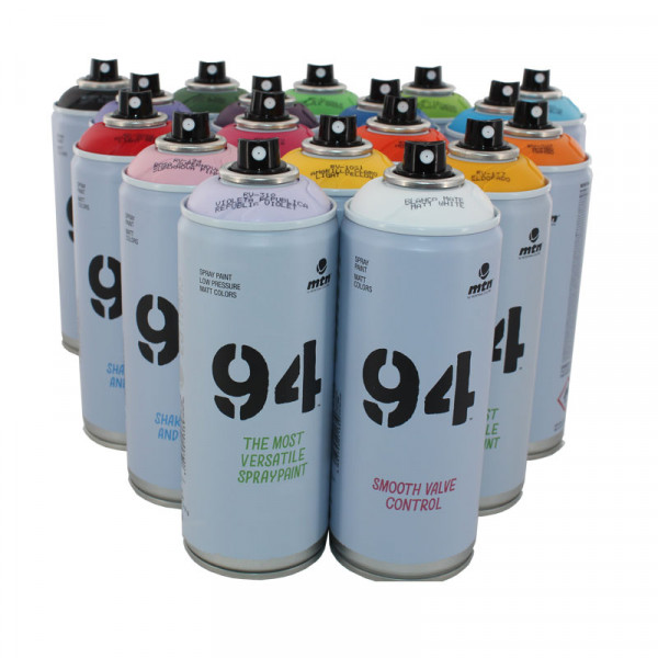 Lot de 18 bombes de peinture MTN 94 - couleurs assorties - 400ml | Surdiscount