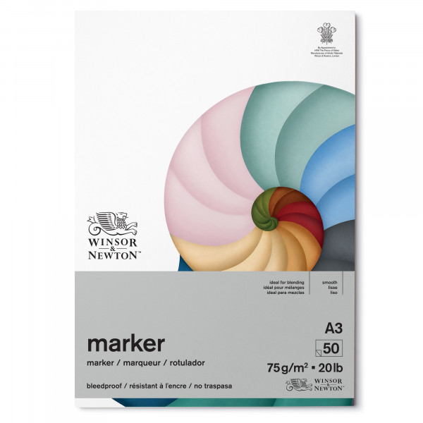 Bloc papier bleedproof pour marqueur Winsor et Newton A3 75g 50 feuilles