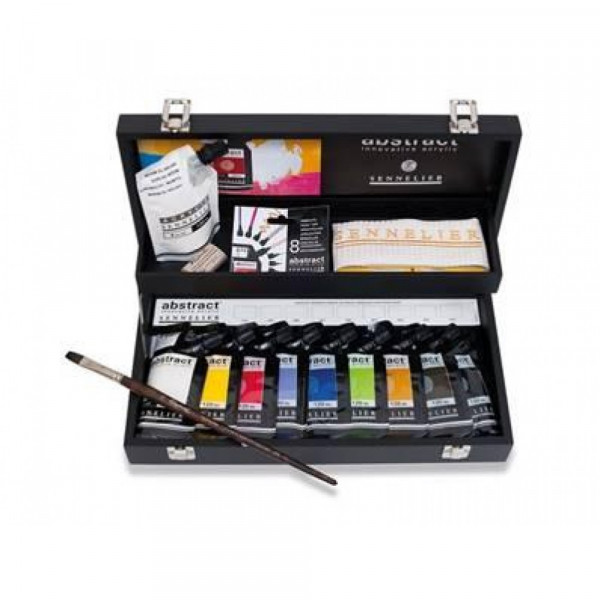 Coffret en bois peinture acrylique Abstract Sennelier 9 x 120ml