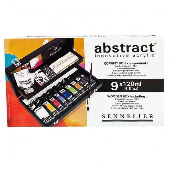 Coffret en bois peinture acrylique Abstract Sennelier 9 x 120ml
