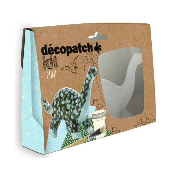 Mini kit Décopatch dinosaure feuilles pinceau et vernis colle