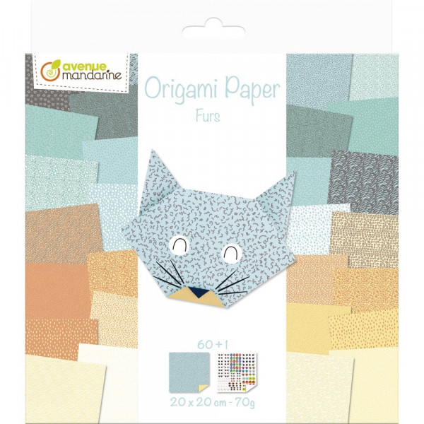 Papier origami Avenue Mandarine 61 feuilles 20 x 20 cm 70g thème renard