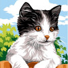 Kit canevas 18 x 14 cm Margot Canevas modèle chat noir et blanc