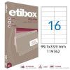 Lot de 3 boîtes 1600 étiquettes n°16 Etibox Apli 119762