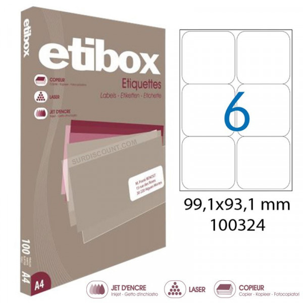 Lot de 5 boîtes 600 étiquettes n°6 Etibox Apli 100324