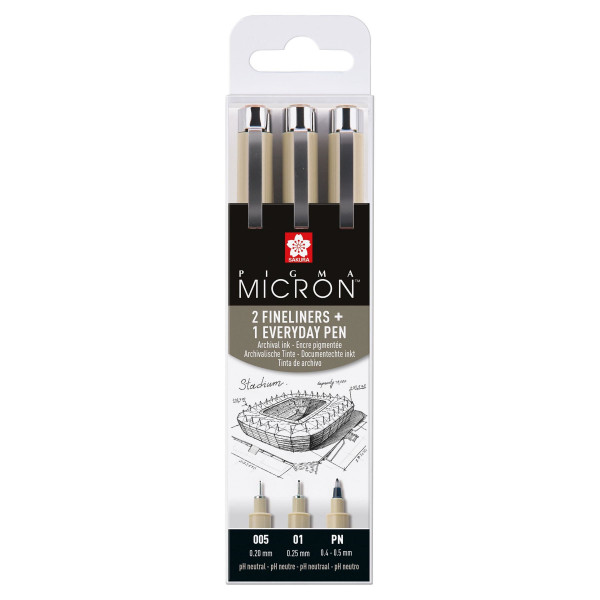 Etui De 3 Feutres Pigma Micron Noir Urban/Archi Sakura