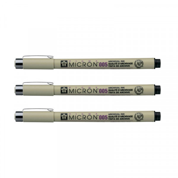 Lot de 3 feutres Pigma Micron 005 Sakura pointe extra fine 0.20mm noir