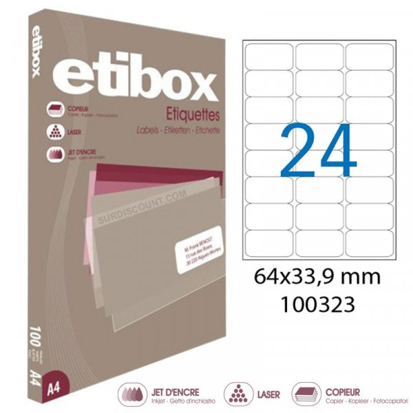 Lot de 10 boites de 2400 Étiquettes n°24 Etibox Apli 100323