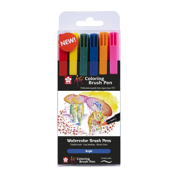 photo-6 feutres - Pointe pinceaux  - Koi Coloring Brush Pen Bright colours - Sakura