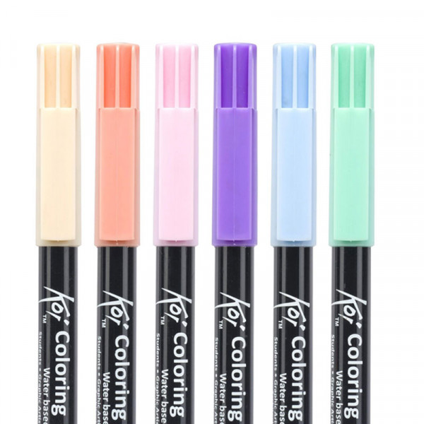 6 feutres - Pointe pinceaux  - Koi Coloring Brush Pen Sweet colours - Sakura