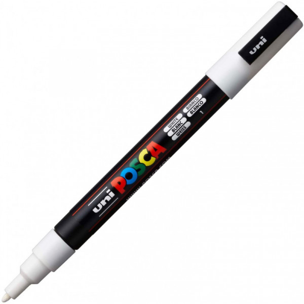 Lot de 6 marqueurs Posca - Noir et blanc - Pointes ogives PC5M PC7M PC3M