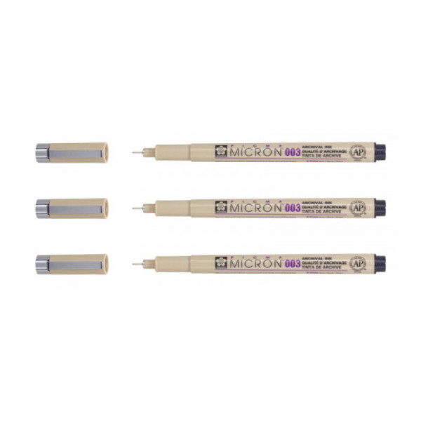 3 feutres Pigma Micron 003 Sakura pointe extra fine 0.15mm noir