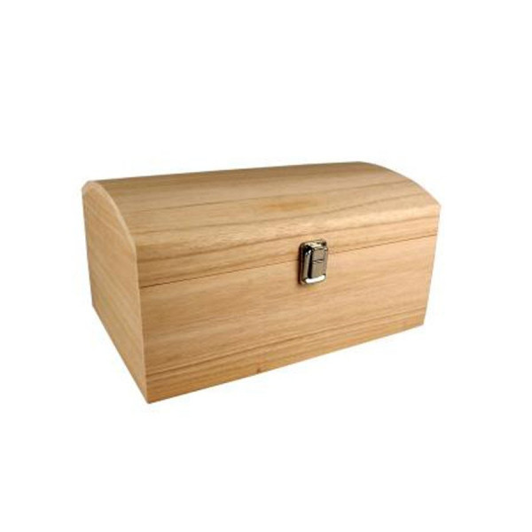 photo-Coffre - Avec couvercle bombé - Bois - A décorer - 29 x 20,5 x 14,5 cm