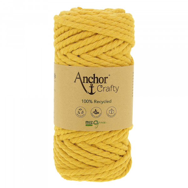 Pelote de fil pour macramé Anchor Crafty coton polyester moutarde