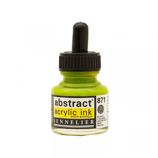 photo-Encre - Acrylique - Vert jaune - 871 - Sennelier - Flacon 30ml - Beaux-arts