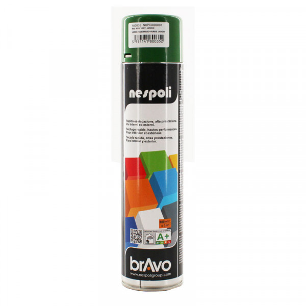 Bombe de peinture professionnelle Nespoli Bravo vert jardin RAL 6001 600ml