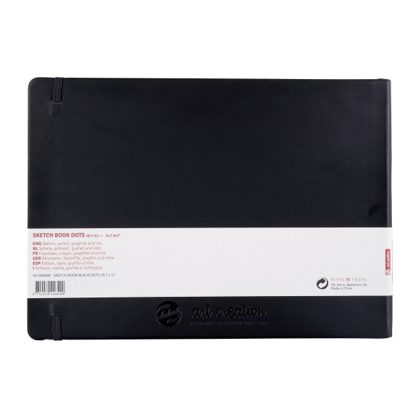 Carnet croquis format A4 (29,7x21cm) - 80 feuilles - 80g - noir - Royal Talens