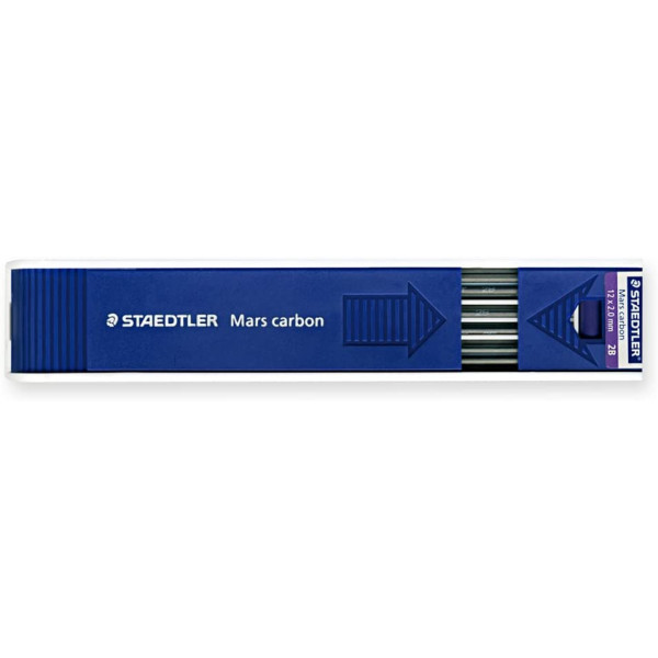 Etui de 12 mines graphite 2mm 2B Mars Carbon Staedtler
