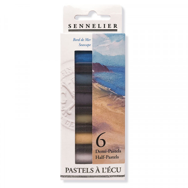 Etui de 6 demi pastels à l'écu Sennelier coloris bord de mer