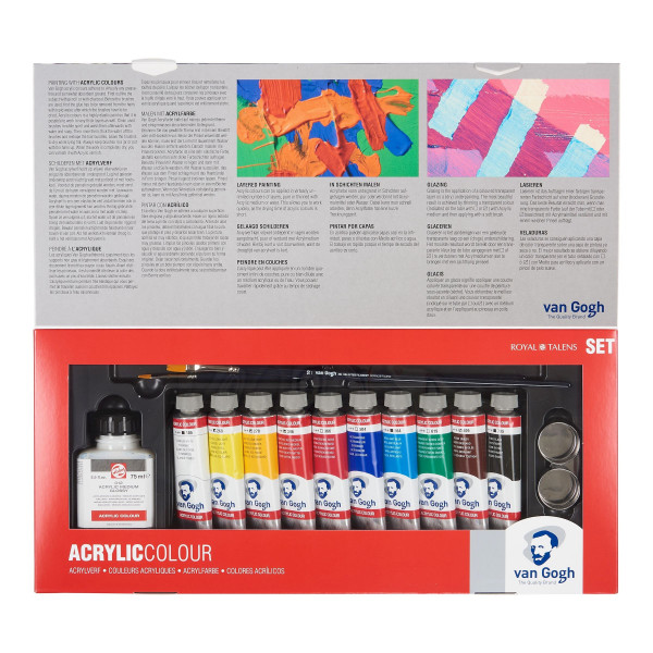 Peinture acrylique - Coffret 10 tubes de 40ml + accessoires - Van Gogh