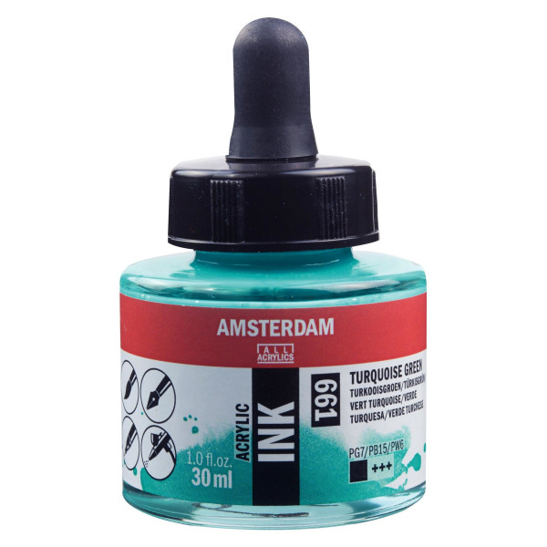 photo-Encre - Acrylique - Vert turquoise - 661 - Amsterdam - Flacon 30ml - Beaux-arts