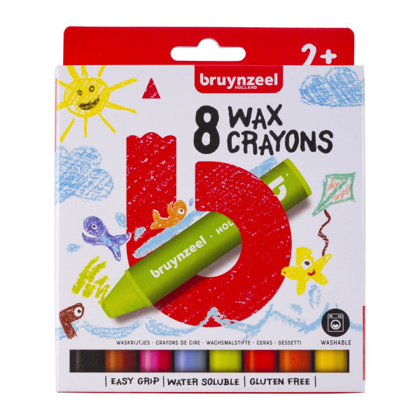 photo-Crayons de couleur - A la cire - 8 couleurs - Dès 2 ans - Facile à utiliser - Bruynzeel