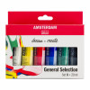 Set de 6 tubes de peinture acrylique Amsterdam 20ml couleurs générales