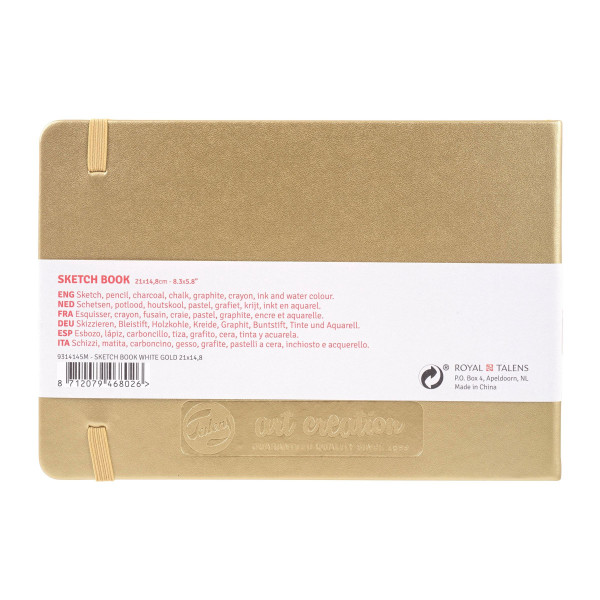 Carnet Croquis - 21 x 14,8cm - 80 feuilles - 140g - Or blanc - Royal Talens